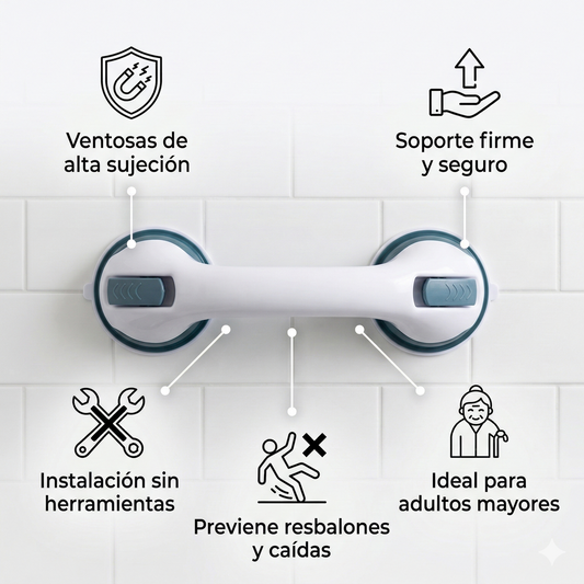 BARRA DE APOYO ANTIDESLIZANTE PARA BAÑO – IDEAL PARA ADULTOS MAYORES