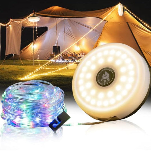 ✨ Luz de camping multifunción, guirnalda de luces RGB cálidas para camping al aire libre 🏕️🌈