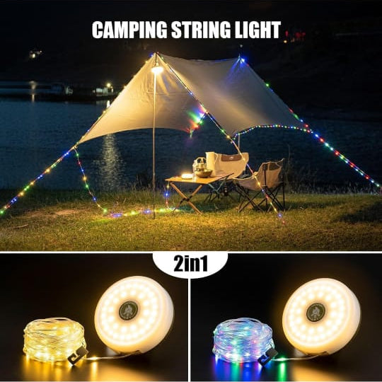 ✨ Luz de camping multifunción, guirnalda de luces RGB cálidas para camping al aire libre 🏕️🌈