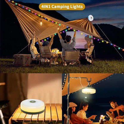 ✨ Luz de camping multifunción, guirnalda de luces RGB cálidas para camping al aire libre 🏕️🌈