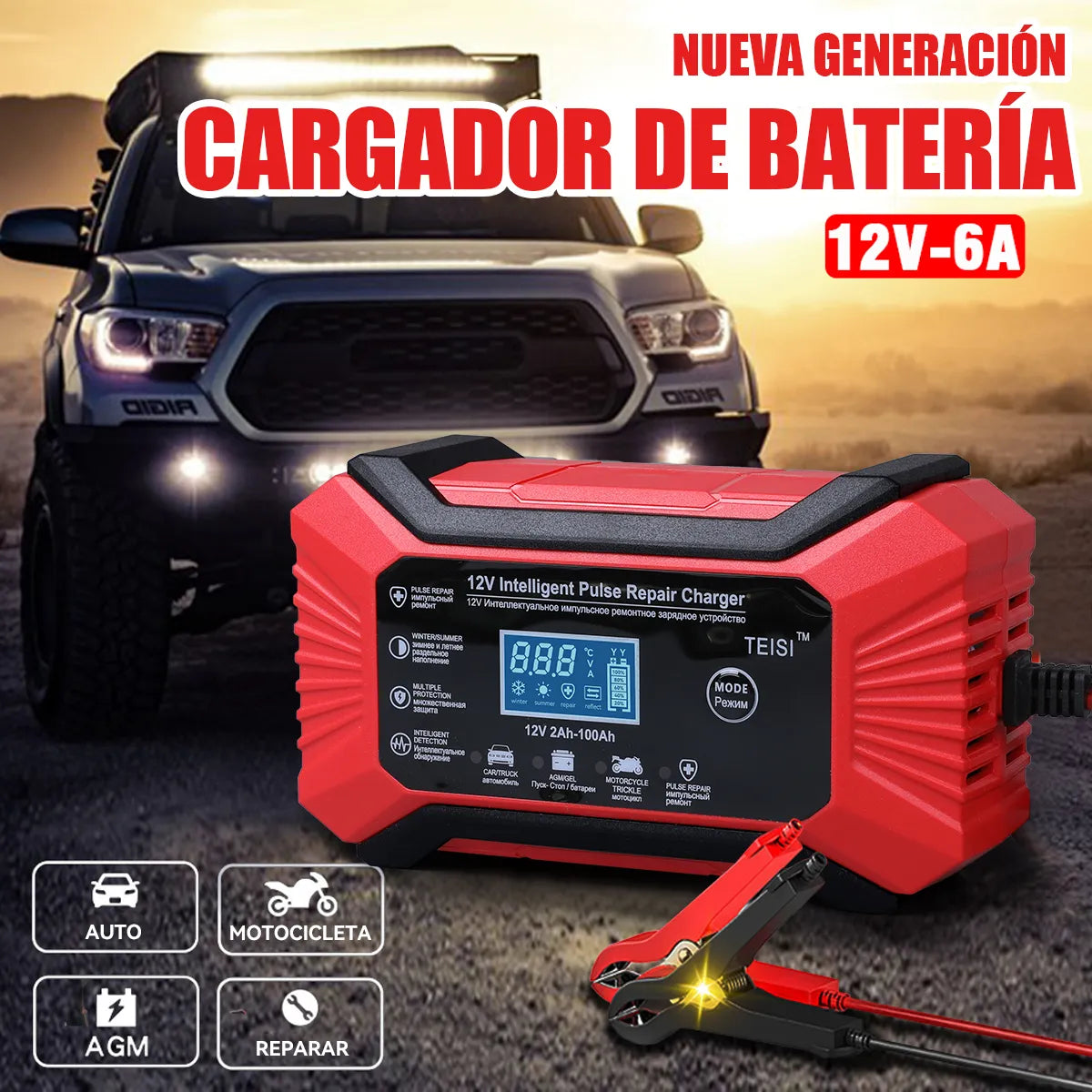 Cargador de Baterias 🔋⚡ “¡No te quedes tirado en el camino! CARGADOR DE BATERIAS CON PANTALLA LED — Arranca Tu Carro Ya 🚘