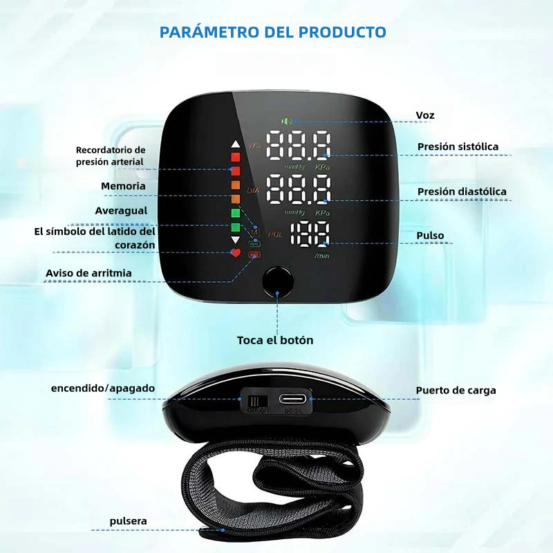 🩺 Tensiómetro Digital de Muñeca – Monitoreo de Salud Fácil y Preciso